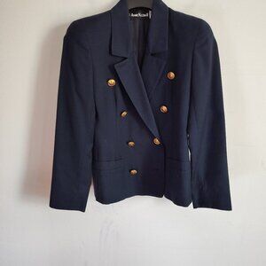 Ladies SZ 2P Anne Klein Navy Double-Breasted Wool Jacket
